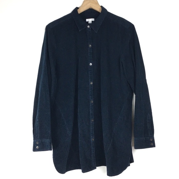 J JILL Corduroy Shirt Shacket Button Up Long Sleeve Ribbed Minimalist Size Large - Picture 2 of 9